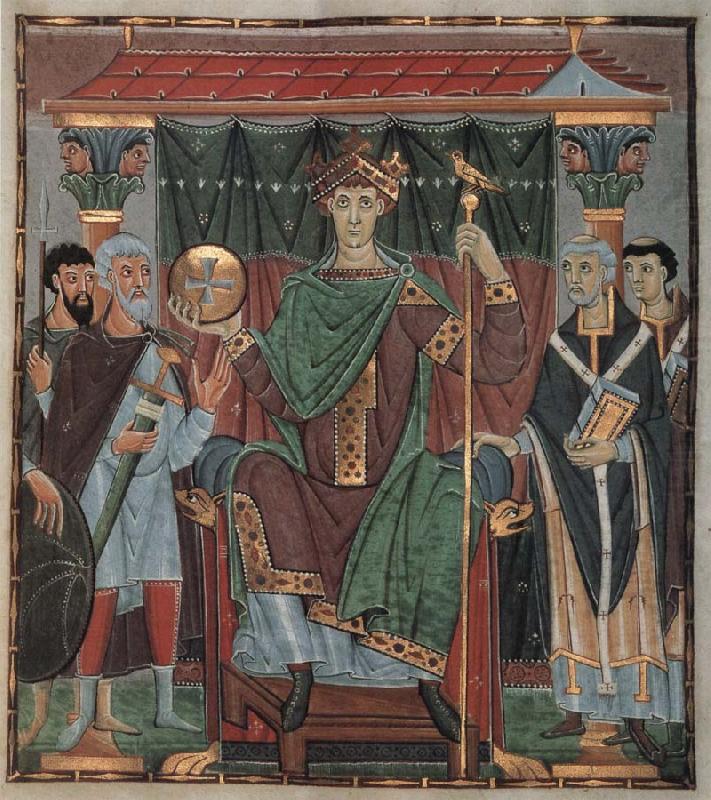 Otto III,thronend,Evangeliar Otto III, Ottonisch Reichenau